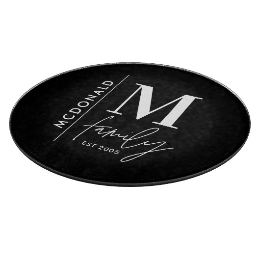 Moderne Monogramm-Familie mariniert stilvoll monoc Schneidebrett (Ecke)