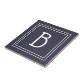 Moderne Monogramm-Familieninitiale Blau & Weiß Fliese (Seite)
