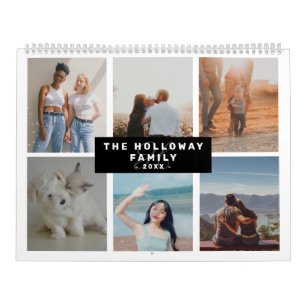 Moderne Monogramm-Familienname schwarz18 Foto-Coll Kalender