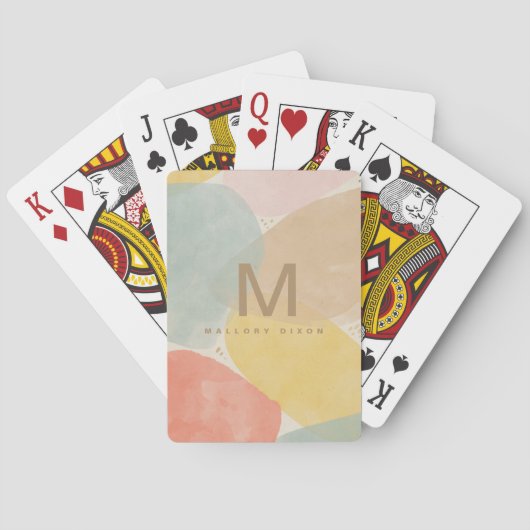 Moderne Monogramm Farbige Abstrakt Spielkarten (Rückseite)
