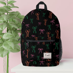 Moderne Monogramm Farbige Bogen Muster Schwarz Bedruckter Rucksack
