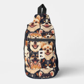 moderne monogramm farbige Tiere, Hundsmuster Kinde Crossbody Bag (Vorderseite)