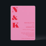 Moderne Monogramm fett helle Rosa Hochzeit Einladung<br><div class="desc">Moderne ästhetische Monogram Bold Typografy Weditation in Rosa und Rot</div>