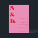 Moderne Monogramm fett helle Rosa Hochzeit Einladung<br><div class="desc">Moderne ästhetische Monogram Bold Typografy Weditation in Rosa und Rot</div>
