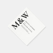Moderne Monogramm fett Schwarz-Weiß-Hochzeit Serviette (Ecke)