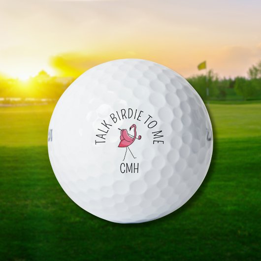 Moderne Monogramm- Flamingo-Golfbälle 'Talk Birdie Golfball