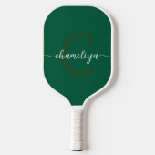 Moderne Monogramm-Flasche Grün & Weiß Pickleball Schläger (Rückseite)