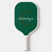 Moderne Monogramm-Flasche Grün & Weiß Pickleball Schläger (Vorderseite)