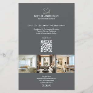 Moderne Monogramm-Foto Grau Professionell Geschäft Flyer