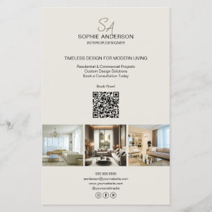 Moderne Monogramm Foto QR Professional Business Flyer