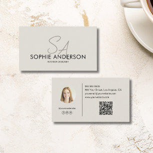Moderne Monogramm-Foto-QR Professional Visitenkarte