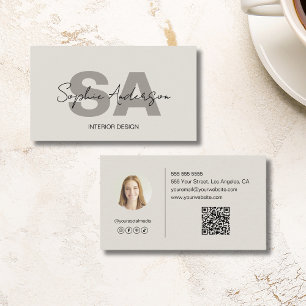 Moderne Monogramm-Foto-QR Professional Visitenkarte