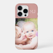 Moderne Monogramm-Fotocollage Dusty Rose iPhone Hülle (Rückseite)