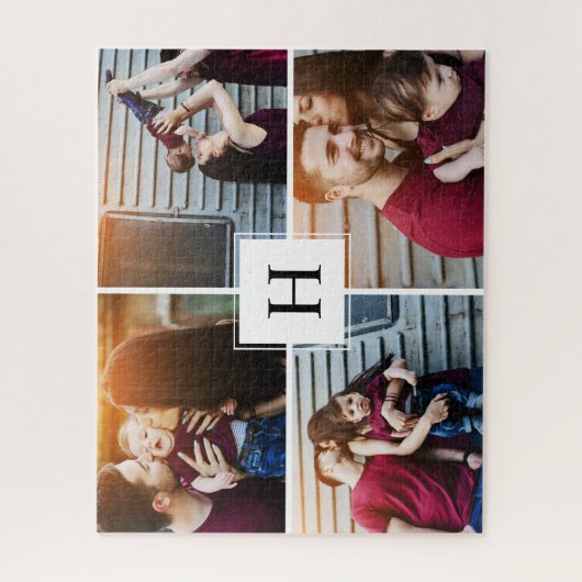 Moderne Monogramm-FotoCollage Puzzle (Vertikal)