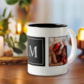 Moderne Monogramm-FotoCollage Zweifarbige Tasse
