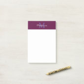 Moderne Monogramm Fuchsia Rosa und Lavendel Post-it Klebezettel (Auf Schreibtisch)