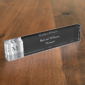 Moderne Monogramm-Führungskraft Namensplakette (Seite)