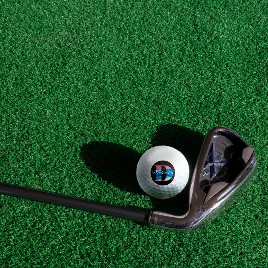 Moderne monogramm geometrische erste D Korallen bl Golfball
