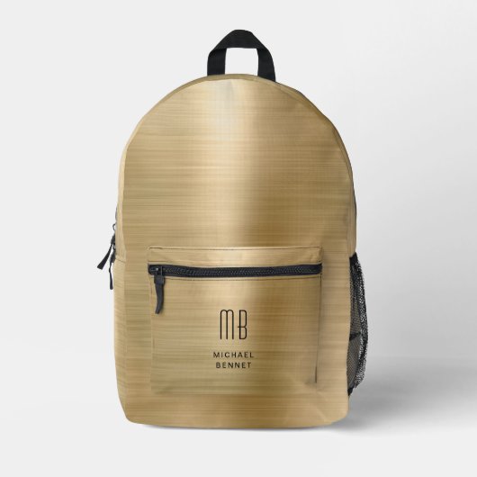 Moderne Monogramm Gold Bedruckter Rucksack (Vorderseite)