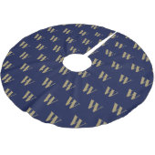 Moderne monogramm Gold Marine Blau erste benutzerd Polyester Weihnachtsbaumdecke (Schrägansicht)