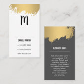 Moderne Monogramm/Goldene Pinsel Visitenkarte (Vorne/Hinten)