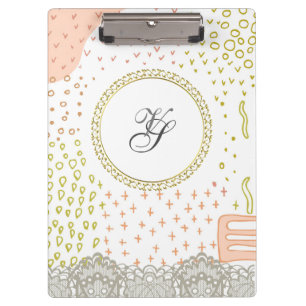 Moderne Monogramm Goldmuster Vintage Rustikal Klemmbrett