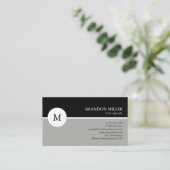 Moderne Monogramm Grau-Schwarz-Einseitig Visitenkarte (Stehend Vorderseite)