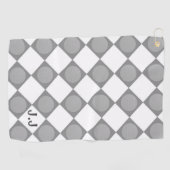 Moderne Monogramm Grau und Weiß Magnetic Custom Golfhandtuch (Horizontal)