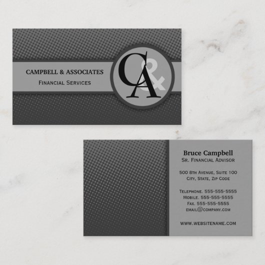 Moderne Monogramm-Grau-Visitenkarten Visitenkarte (Vorne/Hinten)