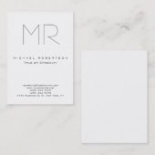 Moderne Monogramm-Graue, weiße, saubere Visitenkar Visitenkarte (Vorne/Hinten)