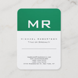 Moderne Monogramm Grün Weiße Saubere Visitenkarte