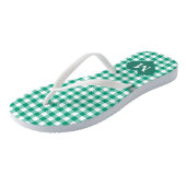Moderne Monogramm-Grüne Häkchen Badesandalen (Schrägansicht)