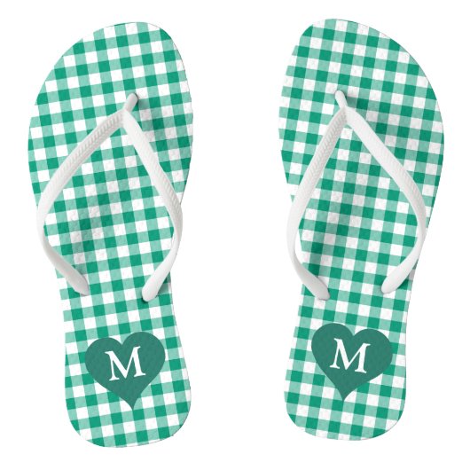 Moderne Monogramm-Grüne Häkchen Badesandalen (Fußbett)