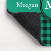 Moderne Monogramm-Grünkaromuster Mousepad (Ecke)