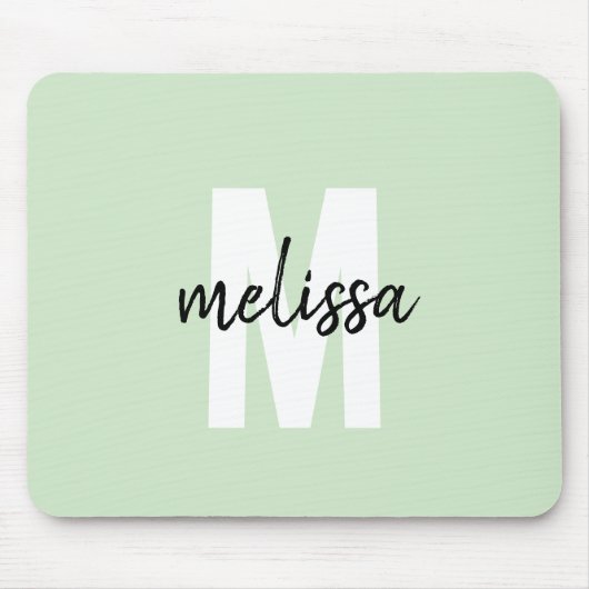 Moderne Monogramm-Handschrift-Pinselname Mousepad (Vorne)