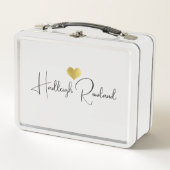 Moderne monogramm Handschrift Schrift Name  Metall Brotdose (Vorderseite)