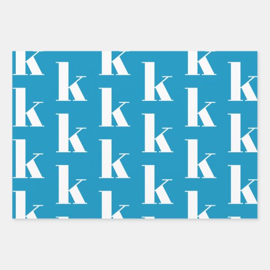 Moderne monogramm hellblaue Farbe Erstaufnahme Geschenkpapier Set (Vorderseite 3)