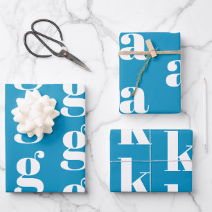 Moderne monogramm hellblaue Farbe Erstaufnahme Geschenkpapier Set