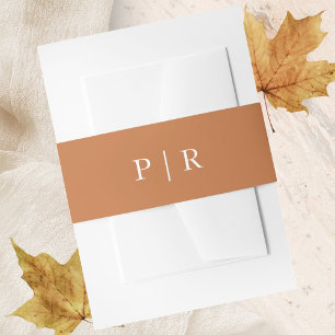 Moderne Monogramm Herbst Terrakotta Hochzeit Einladungsbanderole