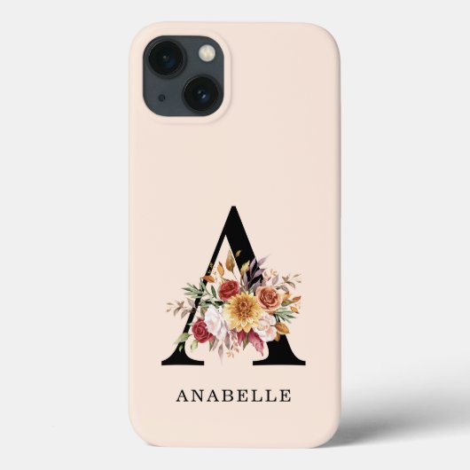 Moderne Monogramm Herbst Wasserfarbe Flora Case-Mate iPhone Hülle (Rückseite)