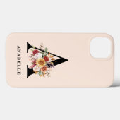 Moderne Monogramm Herbst Wasserfarbe Flora Case-Mate iPhone Hülle (Rückseite (Horizontal))