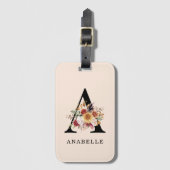 Moderne Monogramm Herbst Wasserfarbe Flora Gepäckanhänger (Vorderseite Vertikal)