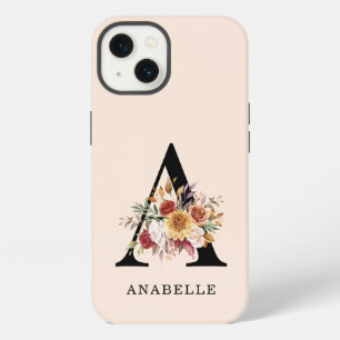 Moderne Monogramm Herbst Wasserfarbe Flora iPhone 13 Hülle