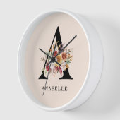 Moderne Monogramm Herbst Wasserfarbe Flora Uhr (Winkel)