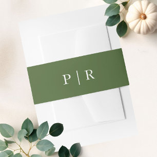 Moderne Monogramm Herbstgrüne Hochzeit Einladungsbanderole