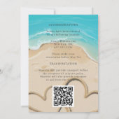 Moderne Monogramm-Herzen bei der Sandhochzeit Einladung (Rückseite)