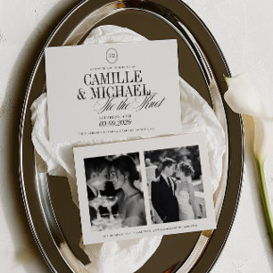 Moderne Monogramm-Hochzeit Tie The Knot 2 Foto-Hoc Einladung