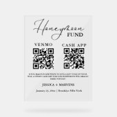 Moderne Monogramm-Hochzeits-Flitterwochen-Fonds QR Acrylschild (Vorderseite)