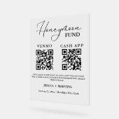 Moderne Monogramm-Hochzeits-Flitterwochen-Fonds QR Acrylschild (Winkel)