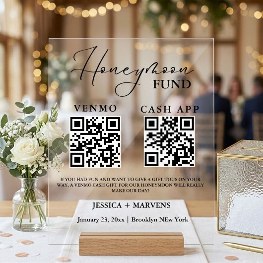 Moderne Monogramm-Hochzeits-Flitterwochen-Fonds QR Acrylschild